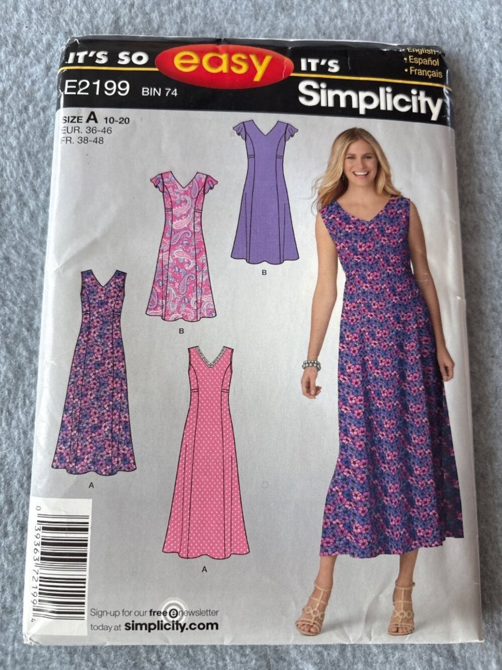 Simplicity Pattern E2199 Misses Dress A-Line Size 10 12 14 16 18 20 Uncut Sew Fu